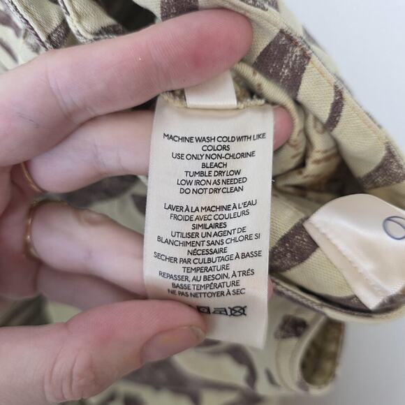 Pilcro Cream Brown Animal Print Avant Garde Denim The Long Bow Trousers Size 29 - Picture 7 of 10